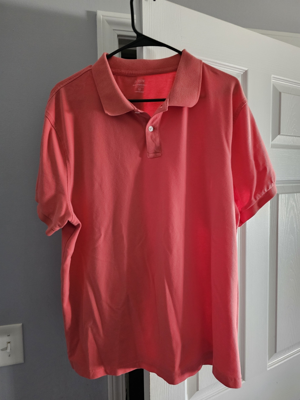 J.Crew Men’s XXL Flex Pique Polo Shirt Untucked Coral Red Short Sleeve